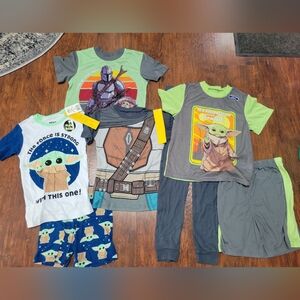 Boy's NWT Size 8 Star Wars White, Green, Gray Pajamas 7 Piece Set